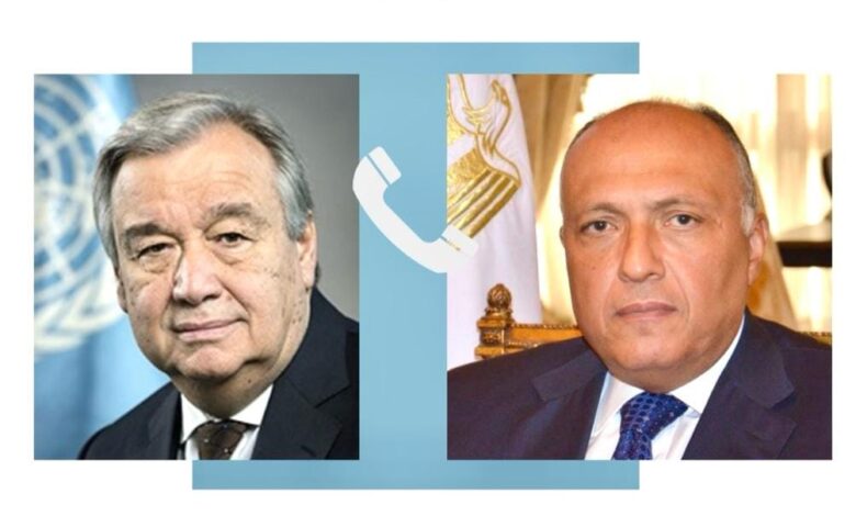 شكري يتلقى اتصالاً من أمين عام الأمم المتحدة حول مستجدات الأوضاع في غزة