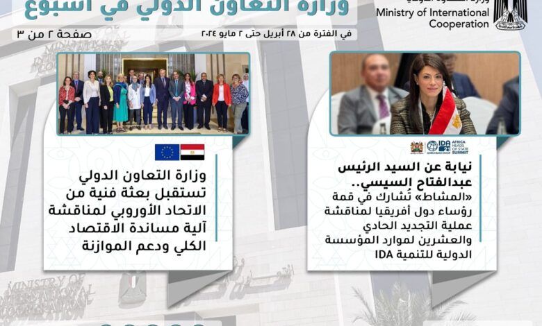 الحصاد الأسبوعي لوزارة التعاون الدولي