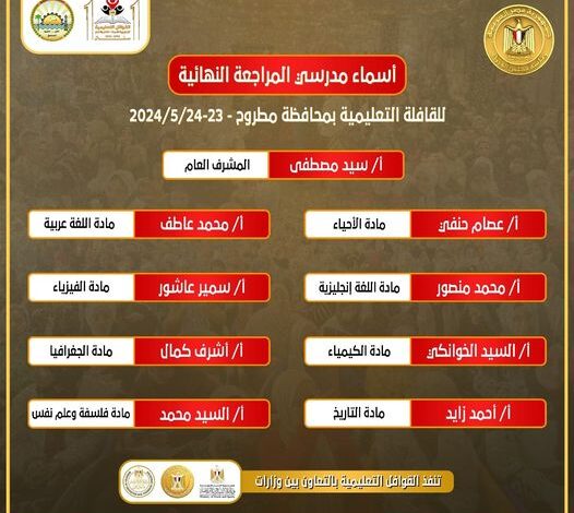 وزارة الشباب.. قطار المراجعات النهائية لطلاب الثانوية العامة يصل مطروح  غـدًا»