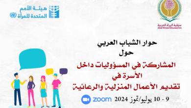 منظمة المرأة العربية تعقد حوار الشباب العربي حول: "المشاركة في المسؤوليات داخل الأسرة في تقديم الأعمال المنزلية والرعائية"