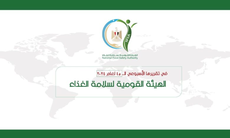 المركز الإعلامي للهيئة القومية لسلامة الغذاء يصدر تقريره الأسبوعي الــ 45 لعام 2024