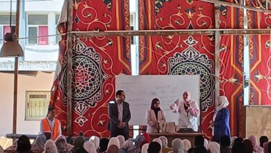 جامعة مدينة السادات تنظم حملة توعية عن مخاطر الإدمان والتعاطى وطرق الوقايه في كلية التربية