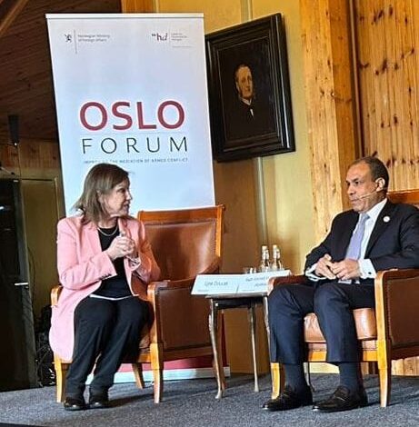 ▪︎وزير الخارجية والهجرة يشارك في جلسات منتدى أوسلو