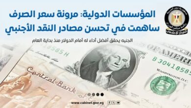 المؤسسات الدولية تشيد بمرونة سعر الصرف والتي ساهمت في تحسن مصادر النقد الأجنبي