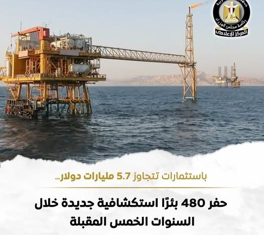 حفر 480 بئراً استكشافية جديدة خلال السنوات الخمس المقبلة