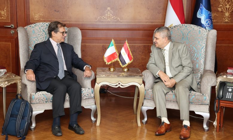 الفريق أسامة ربيع يلتقي المبعوث الإيطالي لمشروع الممر الاقتصادي