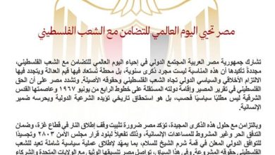 مصر تحيي اليوم العالمي للتضامن مع الشعب الفلسطيني