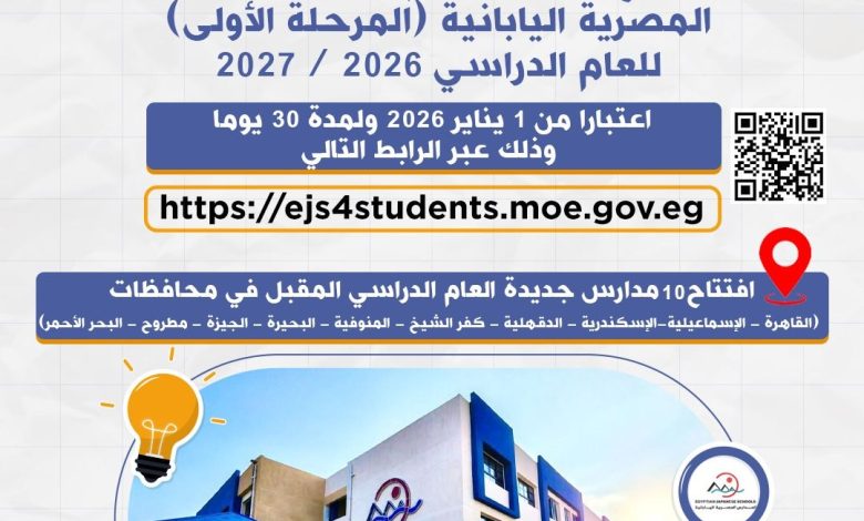التربية والتعليم تعلن دخول 10 مدارس مصرية يابانية جديدة الخدمة العام الدراسي المقبل