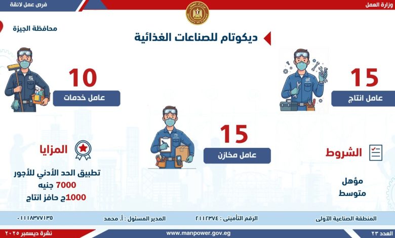 وزارة العمل تُعلن عن فرص عمل جديدة في شركات خاصة