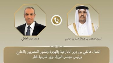 اتصال هاتفي بين وزير الخارجية ورئيس مجلس الوزراء وزير خارجية دولة قطر الشقيقة