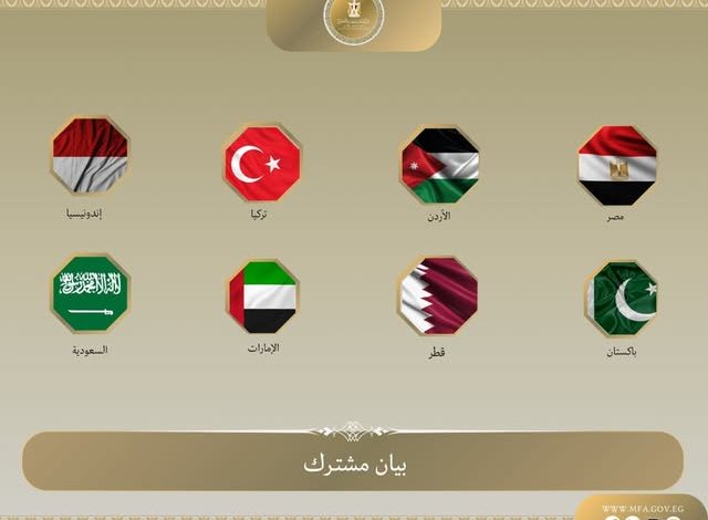 وزراء خارجية مصر والأردن والإمارات وإندونيسيا وباكستان وتركيا والسعودية وقطر يعربون عن بالغ قلقهم يعربون عن بالغ قلقهم إزاء تدهور الوضع الإنساني في قطاع غزة