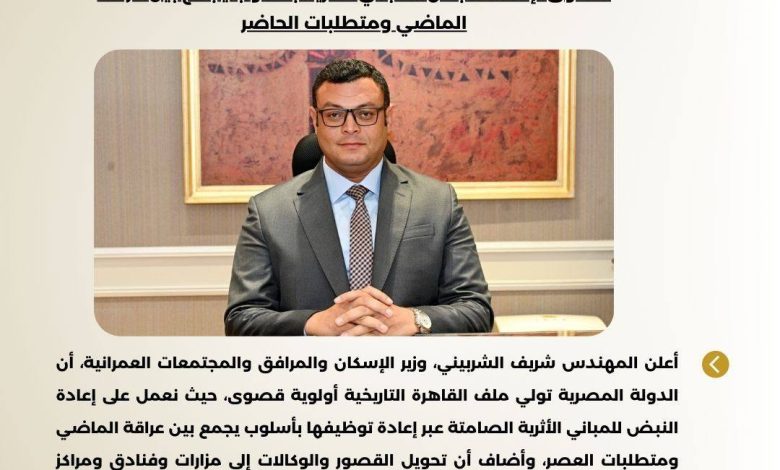 ︎وزارة الإسكان طفرة غير مسبوقة في إحياء القاهرة التاريخية وتحويلها إلى مقاصد سياحية عالمية