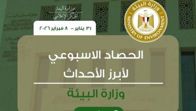 نشرة الحصاد الأسبوعي لرصد أنشطة وزارة البيئة