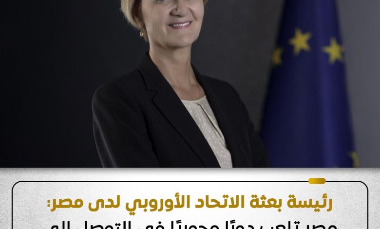 رئيسة بعثة الاتحاد الأوروبي لدى مصر وجامعة الدول العربية تشيد بجهود مصر في حل الأزمات الإقليمية