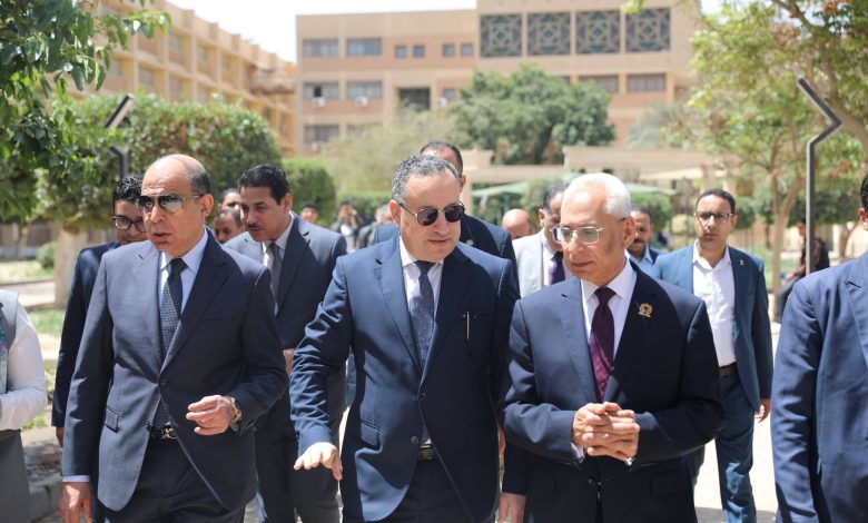 وزير التعليم العالي ومحافظ المنيا ورئيس جامعة المنيا يتفقدون سير الأعمال التنفيذية بجامعة المنيا التكنولوجية