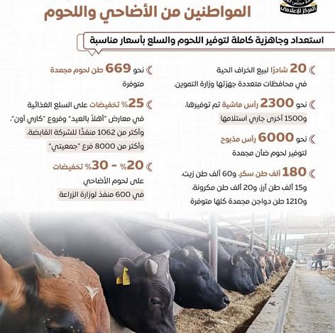 المركز الإعلامي لمجلس الوزراء جهود متكاملة لتلبية احتياجات المواطنين من الأضاحي واللحوم