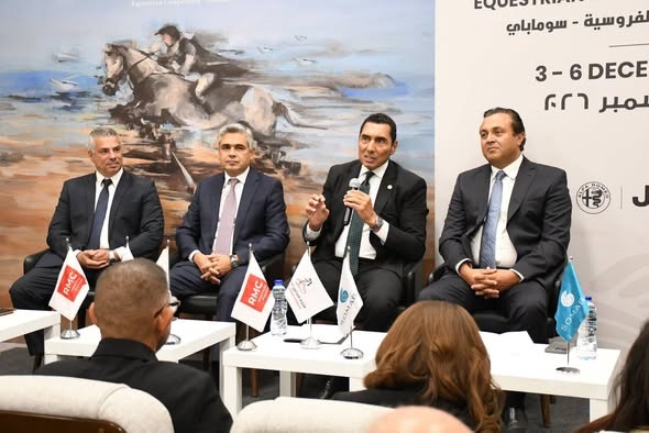 جوهر نبيل يشهد المؤتمر الصحفي لبطولة مصر الدولية للفروسية لقفز الحواجز في سوما باي