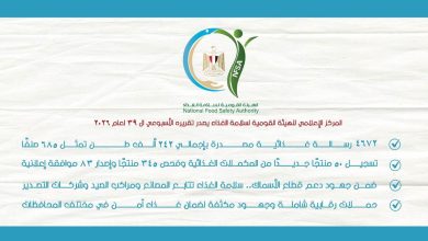 المركز الإعلامي للهيئة القومية لسلامة الغذاء يصدر تقريره الأسبوعي الـ39 لعام 2026